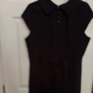 Black Sleeveless Spense Dress w/Bow Tie & Buttons at Fancy Collar Size 12